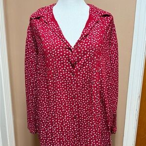 Serengeti Red Blouse with Silver Heart Pattern